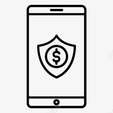 智能手机安全保险金钱保护图标