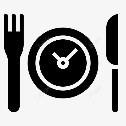 食物等待时间时钟餐具svg_新图网 https://ixintu.com 食物 等待 时间 递送 时钟 餐具 固体