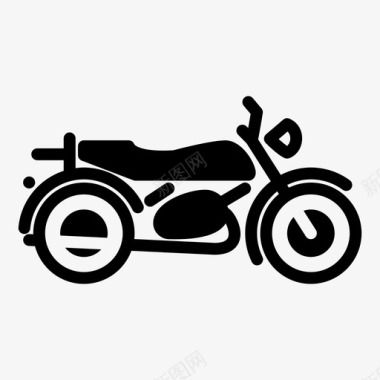 经典摩托车自行车复古图标