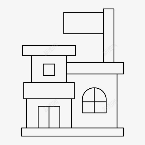 建筑物大厦旗帜svg_新图网 https://ixintu.com 建筑物 大厦 旗帜 地方 住宅 细线