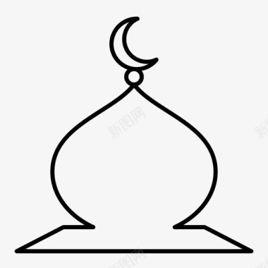 清真寺穹顶新月形伊斯兰图标