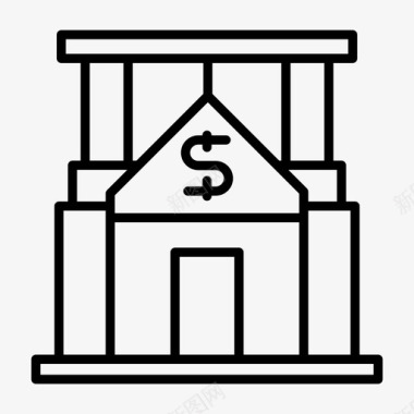 银行大楼金融图标