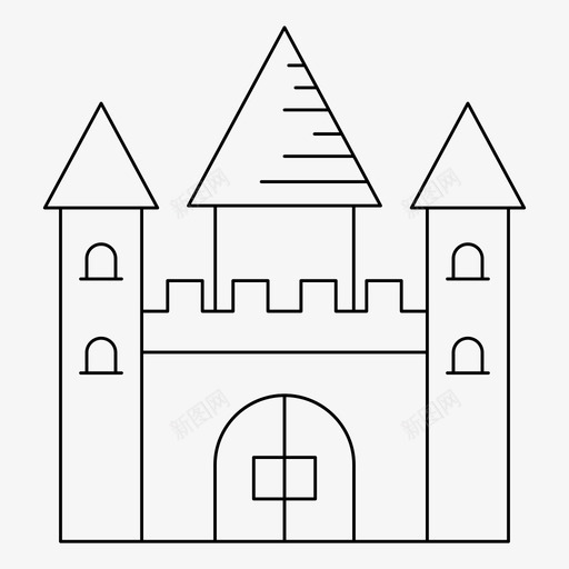 城堡要塞中世纪svg_新图网 https://ixintu.com 城堡 要塞 中世纪 宫殿 皇家 建筑 细线