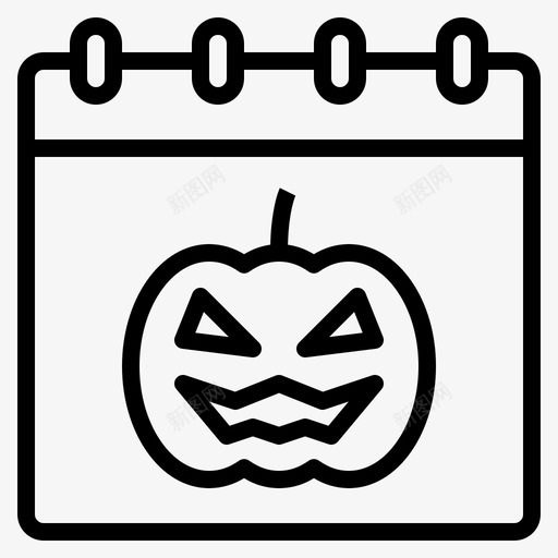 万圣节日历恐怖svg_新图网 https://ixintu.com 日历 恐怖 万圣节 南瓜 日期 大纲