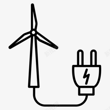 风车电力绿色能源图标