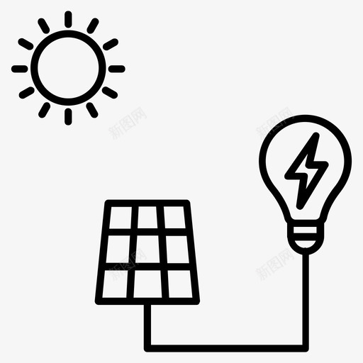 太阳能电池板灯泡电力svg_新图网 https://ixintu.com 太阳能 电池板 绿色 能源 灯泡 电力 生态