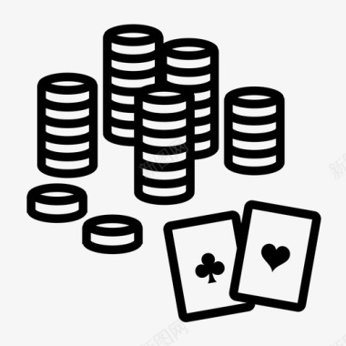 纸牌游戏硬币赌博图标