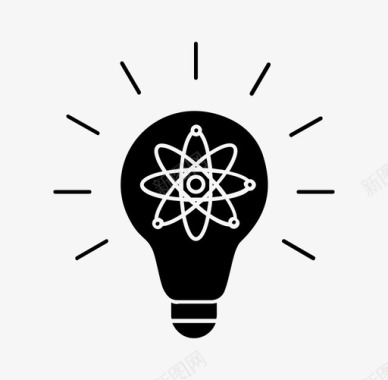 科学观念原子分子灯泡图标