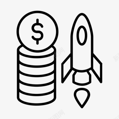 金钱火箭投资营销图标