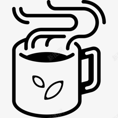 一杯茶饮料热的图标