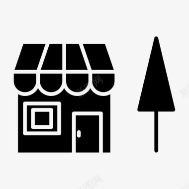 商店市场电子商务实体图标图标