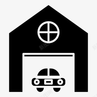 车库车辆建筑物和房屋坚固图标