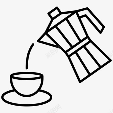 咖啡莫卡壶倒咖啡图标