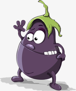 茄子 紫色 蔬菜 眼睛 露齿 卡通 字符 滑稽 降温卡通蔬菜素材