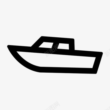 船简单干净的圆形笔划图标