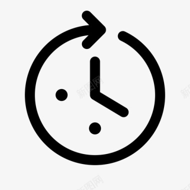 时钟时间简单干净的圆形笔划图标