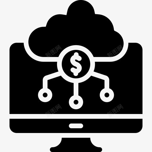 显示器云计算机svg_新图网 https://ixintu.com 显示器 云计算 计算机 货币 存储 金融 科技