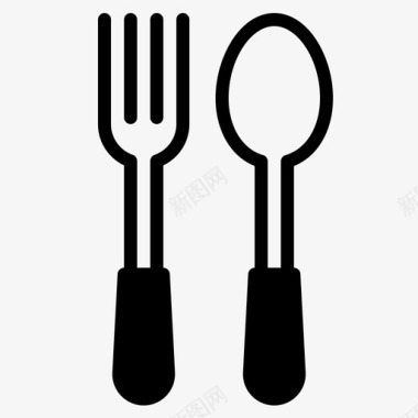 叉子和勺子用餐食物图标