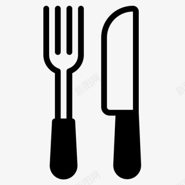 叉子和刀吃饭餐馆图标