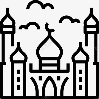 清真寺建筑建筑和城市图标