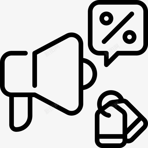 促销折扣扩音器svg_新图网 https://ixintu.com 扩音器 促销 折扣 营销 黑色 星期五 大纲