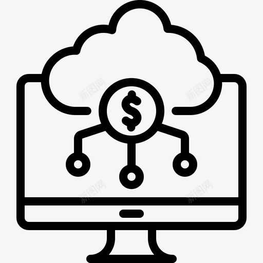 显示器云计算机svg_新图网 https://ixintu.com 显示器 云计算 计算机 货币 存储 金融 科技 科技产品 产品线