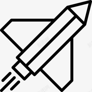 铅笔火箭艺术教育图标