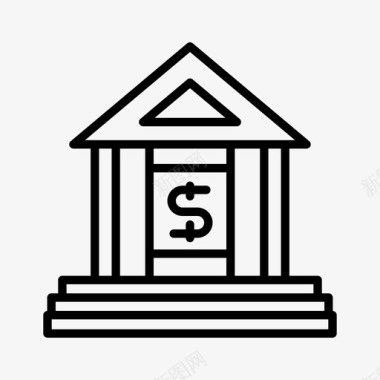 银行大楼金融图标