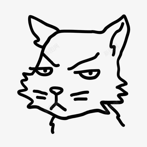 愤怒的猫动物脸猫头svg_新图网 https://ixintu.com 愤怒 动物 可疑 脸猫头 性格 哺乳动物