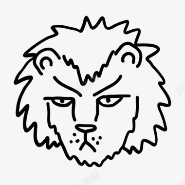 愤怒的狮子动物头性格图标