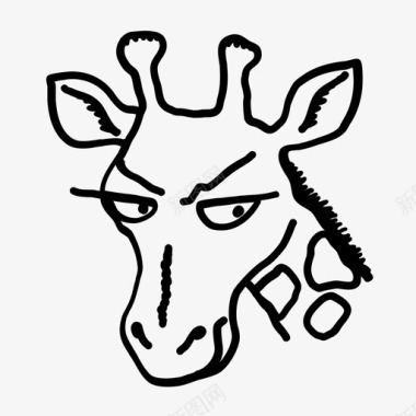 愤怒的长颈鹿动物头性格图标