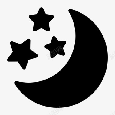月亮和星星夜晚天空图标