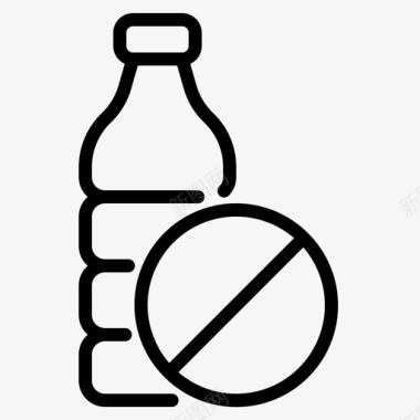 没有塑料瓶生态停止图标