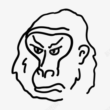 愤怒的大猩猩动物头性格图标