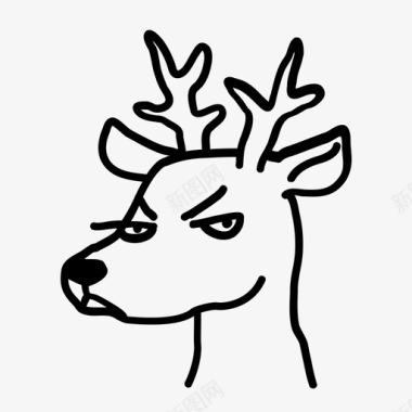 愤怒的鹿动物头性格图标