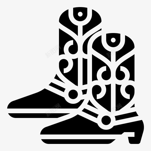 牛仔靴鞋类皮革svg_新图网 https://ixintu.com 牛仔 鞋类 皮革 西部 标志