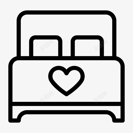 床卧室双人床svg_新图网 https://ixintu.com 卧室 双人床 心爱 爱的 轮廓
