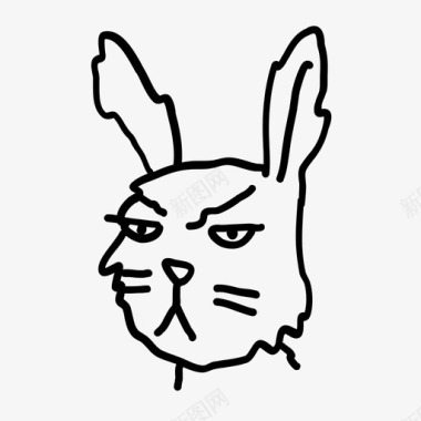 愤怒的兔子动物头性格图标