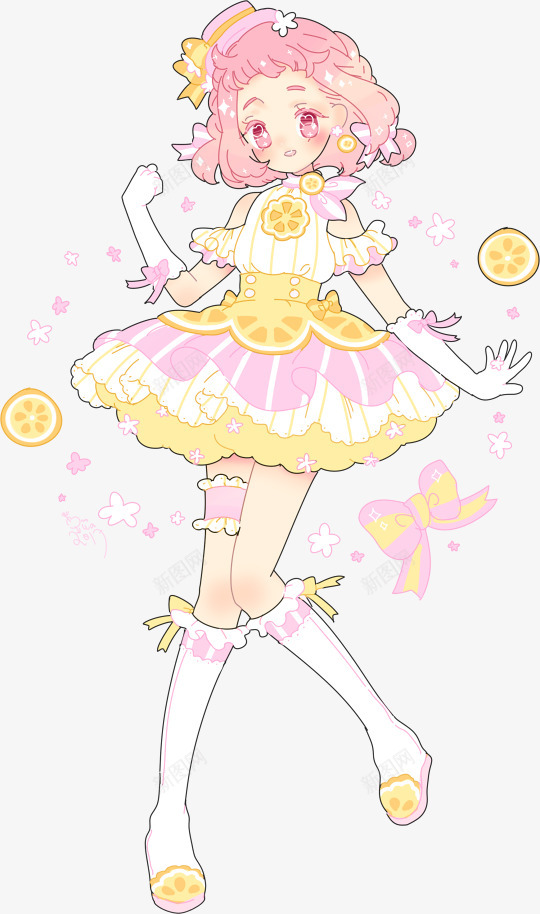 cotonas pink lemonade refreshing coord by Hacuubii插画可爱的小人png免抠素材_新图网 https://ixintu.com 插画 可爱 爱的 小人