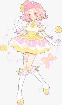 cotonas pink lemonade refreshing coord by Hacuubii插画可爱的小人素材