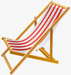 午休椅午休白红条色木质躺椅插画高清图片