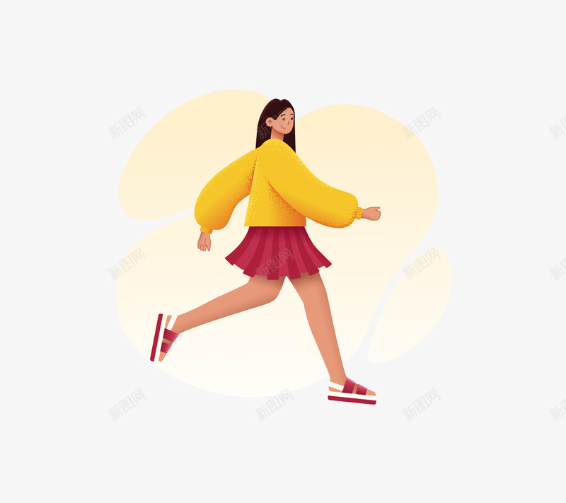Female Running Colorful 42x人物png免抠素材_新图网 https://ixintu.com 人物