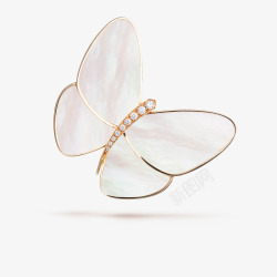 母贝Butterflies系列胸针黄K金钻石和白色珍珠母贝微距拍摄Van Cleef amp Arpels梵克雅宝小清新首饰高清图片