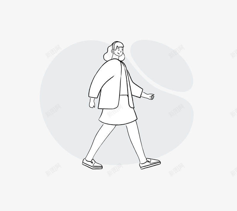Female Walking Outline 42x插画组件参考png免抠素材_新图网 https://ixintu.com 插画 组件 参考