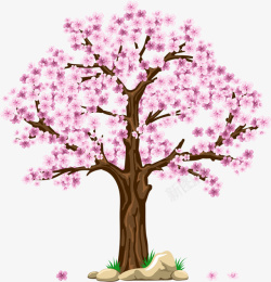 中国风手绘十里桃花树素材