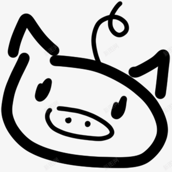 愚人节的手绘猪猪png免抠素材_新图网 https://ixintu.com 手绘 猪猪 线条 黑白 卡通