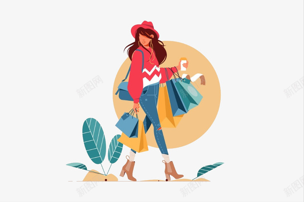 手提购物袋的女孩png免抠素材_新图网 https://ixintu.com 购物 购物袋 手提购物袋的女孩 提着购物袋