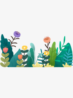 长方形底框手绘春天花卉底框植物素材png高清图片