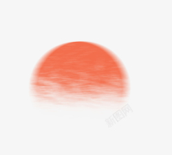 太阳水墨风桔红夕阳高清图片