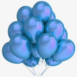 蓝色签到墙蓝色质感气球素材高清图片